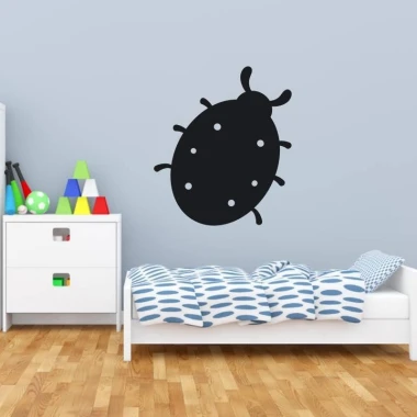 Chalk sticker for kids, ladybug design - Styled in a bright children\'s room with light walls and wooden floor.