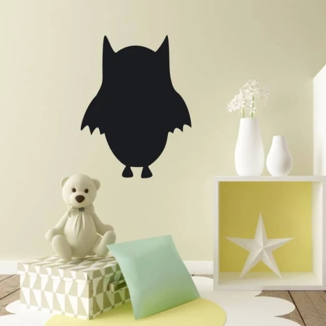 Chalk sticker for kids featuring an owl - perfect for a child\'s room with light walls and neutral furniture.