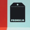 Chalkboard sticker for promotions 241 - Graphic design. Black background with the word PROMOTION and a cutout at the top.