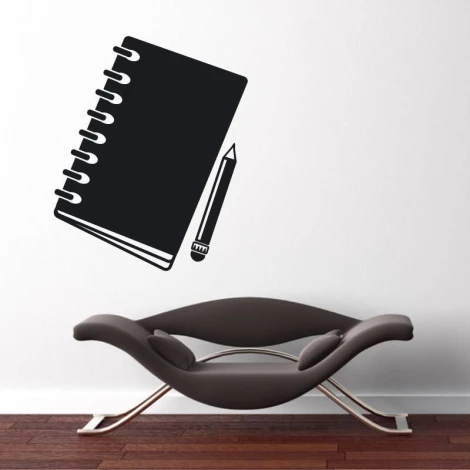 Chalkboard sticker for office notebook 236 - Bright wall decor with modern brown furniture.