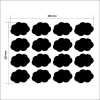Chalk labels for jars, Cloud 001 - set of 16 - Black cloud designs in various shapes.