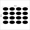 Chalk labels for jars, ellipse 002 - set of 16 - Graphic design. Fourteen ellipses in equal rows on a white background.