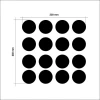 Chalkboard labels for jars, set of 16 - Graphic design with sixty-four black circles arranged.