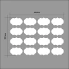 Vintage dry-erase labels for jars 006 - set of 16 - oval shape with wavy design.
