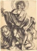 Reproduction of Sun of Righteousness by Albrecht Durer - Graphic design featuring a figure with a sword and scales on a lion.