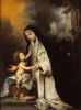 Reproduction of Santa Rosa de Lima by Bartolome Esteban Murillo. Mother and child in a basket, surrounded by nature.