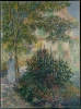 Reproduction of Camille Monet in the Garden at Argenteuil by Claude Monet. The artwork features a figure in bright colors.