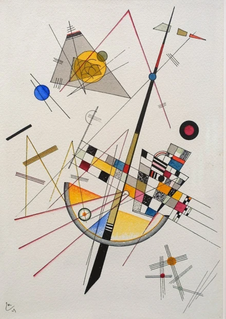 Delicate Tension reproduction by Wassily Kandinsky in a colorful, geometric composition, perfect for decor.