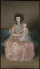Portrait reproduction of Countess Altamira and her daughter Maria Agustyna in an elegant salon, adding sophistication.