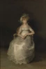 Portrait reproduction of Maria Teresa de Borbon y Vallabriga by Francisco Goya, styled in a dark room.