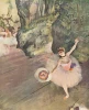 Reproduction of Dancer Taking a Bow by Edgar Degas - Graphic design featuring a ballet dancer in a tutu with a fan.
