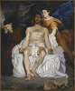 Reproduction of The Dead Christ with Angels by Edouard Manet. Christ is central, surrounded by angels.