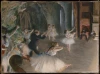 Reproduction of The Rehearsal Onstage by Edgar Degas - Graphic pattern featuring dancers in white tutus and a leading man.