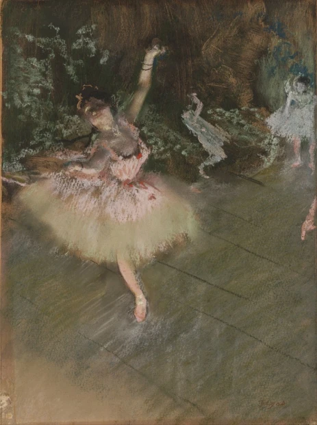 Reproduction of The Star by Edgar Degas - Graphic design featuring a ballet dancer in a tutu against a dark background.