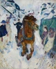 Galloping Horse reproduction by Edvard Munch. The artwork depicts a horse in motion surrounded by human figures.