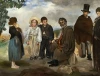 Reproduction of The Old Musician by Edouard Manet - Graphic design featuring figures in various outfits, man playing music.