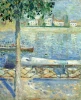 Reproduction of The Seine at Saint-Cloud by Edvard Munch. The image features a river, trees, and buildings in the background.