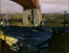 Reproduction of The Bridge, Blackwells Island by George Bellows. Artwork features a river bridge and boats.
