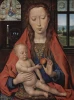Reproduction of Diptych of Maarten van Nieuwenhove by Hans Memling. Features Madonna and Child, window design.