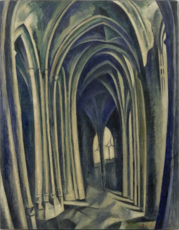 Reproduction of Saint-Severin No. 3 by Robert Delaunay - Graphic design with abstract shapes and lines creating arched spaces.