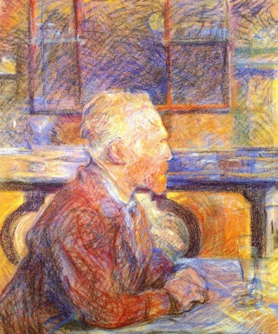 Reproduction of the painting Portrait of Vincent van Gogh by Henri de Toulouse-Lautrec. The artwork features a figure.