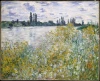 Reproduction of Ile aux Fleurs near Vetheuil by Claude Monet. The artwork features flowers in various shades.