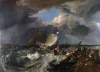Calais Pier reproduction by William Turner. The artwork features the sea with boats, clouds, and waves.