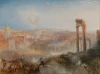 Modern Rome - Campo Vaccino reproduction by William Turner. The image depicts ruins with columns.