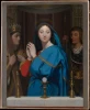 Reproduction of The Virgin Adoring the Host by Jean Auguste Dominique Ingres. Features figures in costumes.