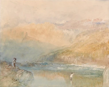 Reproduction of On the Moselle, Near Traben-Trarbach by William Turner - A landscape featuring a river.