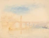 Reproduction of The Moselle Bridge, Coblenz by William Turner - Graphic design featuring an arched bridge against a blurred sky and water.