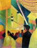 Reproduction of Seiltanzerin by August Macke. The artwork features a person on a tightrope with a vibrant background.