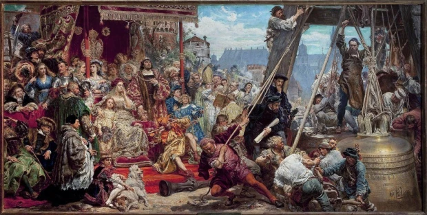 Reproduction of the Sigismund Bell Suspension on the Krakow Cathedral tower, 1521, by Jan Matejko - Graphic design.
