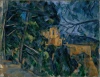 Reproduction of Chateau Noir by Paul Cezanne - A graphic design featuring a house among trees in dominant shades.