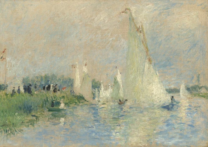 Reproduction of Regatta at Argenteuil by Auguste Renoir. The image features sailboats on water with figures.