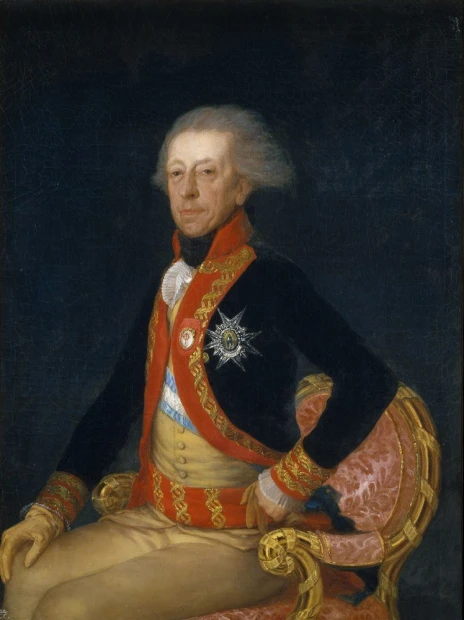 Reproduction of Portrait of General Antonio Ricardos by Francisco Goya. Man in elegant attire.