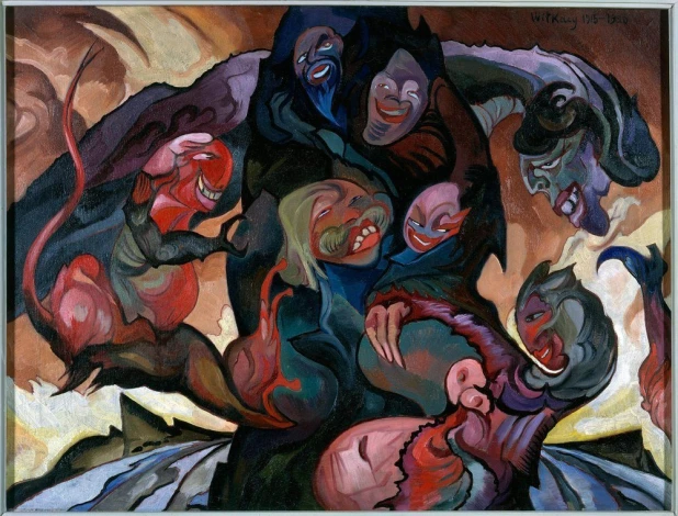 Fantastic Composition, Vision with Masks, Stanisław Ignacy Witkiewicz, Witkacy - Graphic Design Print.