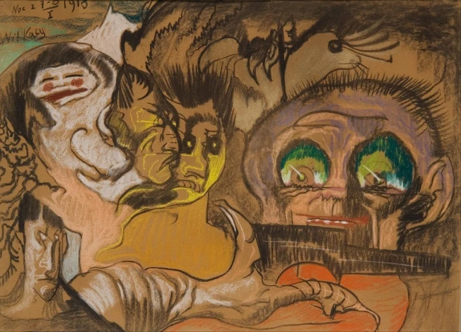 Reproduction of Green Eye Composition by Stanisław Ignacy Witkiewicz, featuring a distorted image.