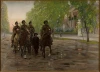 Spring 1905 reproduction by Stanisław Masłowski. Scene depicts soldiers on horseback in an urban landscape.