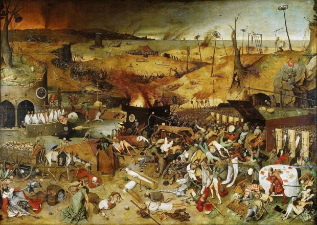 Reproduction of The Triumph of Death by Pieter Bruegel - A graphic depiction of chaos, death, and destruction.