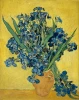 Reproduction of Irises May 1890 by Vincent van Gogh - Graphic design featuring irises in vibrant shades of blue.