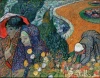 Reproduction of Memory of the Garden at Etten by Vincent van Gogh. The image features figures in a garden with flowers.