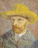 Reproduction of Self-Portrait with Straw Hat by Vincent van Gogh - Graphic design. The image features a man in a straw hat.