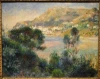 Reproduction of View From Cap Martin of Monte Carlo by Auguste Renoir. The artwork depicts a mountainous landscape.