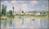 Reproduction of Vetheuil in Summer by Claude Monet. The artwork depicts a village by the river with buildings and trees.