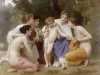 Reproduction of Admiration by William-Adolphe Bouguereau - Graphic design featuring women surrounding a boy in various poses.