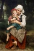 Print of Breton Brother and Sister by William-Adolphe Bouguereau - Graphic design featuring two figures in rural attire.