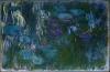 Water Lilies reproduction, 1916, by Claude Monet - Graphic design featuring water lilies on dark water with greenery.