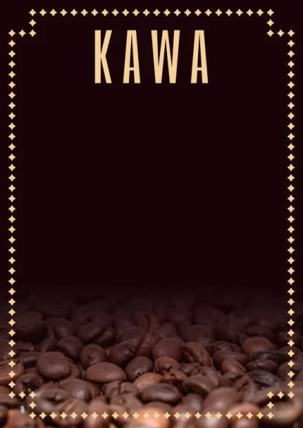Chalkboard with coffee print 025 - Features coffee beans on a dark background with the word COFFEE at the top.