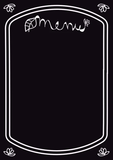 Chalkboard menu sign 003 - Black rectangle with white frames and "Menu" text.